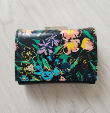 Ted Baker Marjeli Flirty Floral Small Black Leather Purse With Coin Department