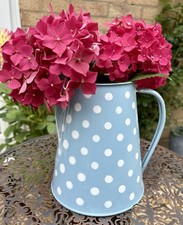 Vintage Blue And White Spotty Chippy Enamel Jug