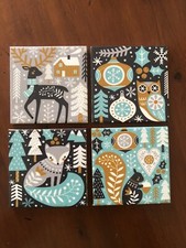 Set of 4 Handmade Christmas Ceramic Coasters Upcycled Tiles Nordic Forest Style