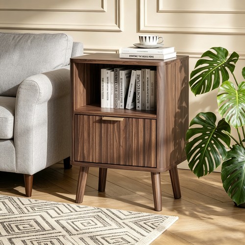 Wooden bedside table drawer - bedside,
