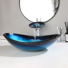 Blue Silver Bathroom Vessel