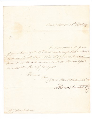 Coutts bank london letter - london,