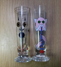 2 x Ritzenhoff German Schnapps Glass 1990s Seymour Chwast Shot Glass