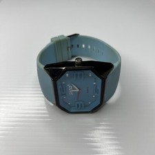 F SBAO 9328 Gunmetal Baby Blue Silicone Super XL Face Stainless Watch Untested