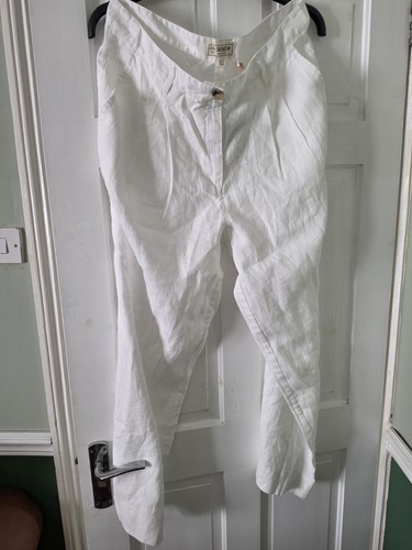 Fatface white linen trs - white, size