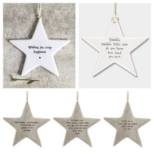 East of India Porcelain STAR Hanger  Inspirational Home Decor Gift