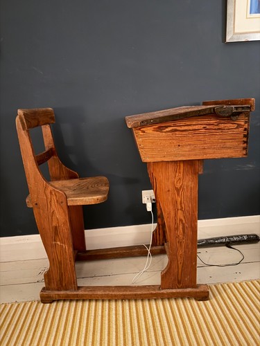 Vintage wooden school desk - vintage,