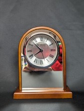 WM. Widdop Modern Design Arch Shape Wood Glass Mirrored Mantel Clock.