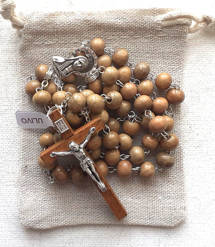 Olive wood rosary round - ,