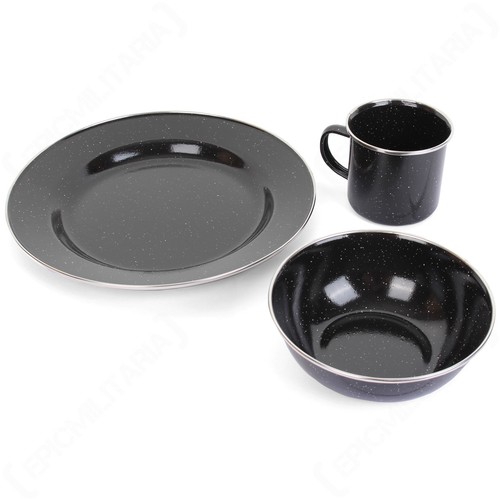 Black enamel camping dinner - enamel,