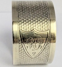 Unmarked Very Unusual Gold Plated Silver Napkin ring Monogram no.2 Royal?