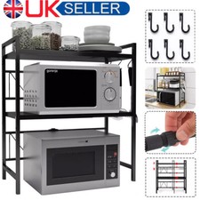 2/3Tier Expandable Microwave oven Rack Stand Storage Holder Kitchen Corner Shelf
