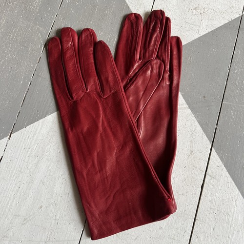 Red leather silk lined - red,