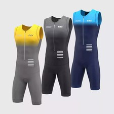 Mens Duo Triathlon Tri Suit Padded Breathable Running Swimming Cycling Suit uk
