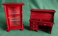 DOLLS HOUSE SET MAHOGANY GLASS