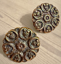 Pair vintage brass drawer - of,