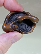 EDO PERIOD ANTIQUE JAPANESE  NETSUKE - MOUSE & MUSHROOM - SIGNED - SUPERB DETAIL