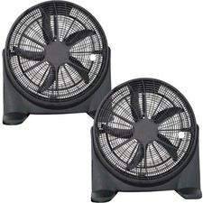 2x 20" Velocity Floor Box Fan 3 Speed Cooling Fan Black Tilt Adjustable