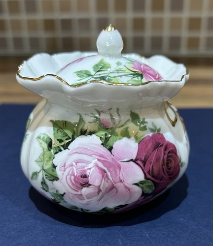 Vintage floral lidded trinket - vintage,,
