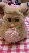 vintage tiger furby 2005 beige and light pink with green eyes Working