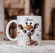 Personalised Cute Baby Giraffe Mug, Tea, Coffee Cup, Ladies Girls Gift, Wildlife