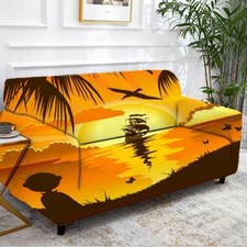 Orange Brush Clear Stretch Sofa Cover Lounge Couch Slipcover Recliner Protector