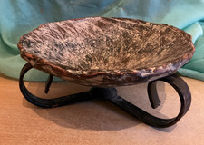 Brutalist Style Candle Holder/pot pourri dish  diameter 18cm pottery + cast iron