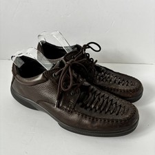 Hotter Brown Leather Lace Up Blackthorne Shoes Open Woven Weave Front Size 9.5