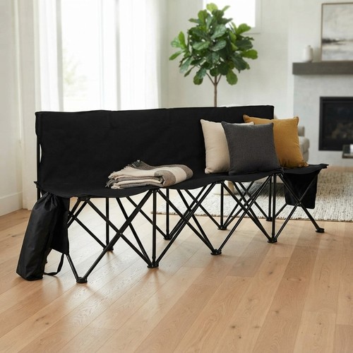 Black folding camping bench - camping,