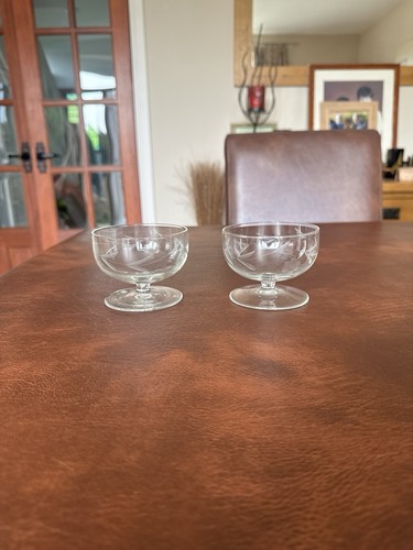 Vintage etched glass dessert - vintage,