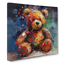Teddy Bear Expressionism Canvas Wall Art Print Framed Picture Decor Dining Room