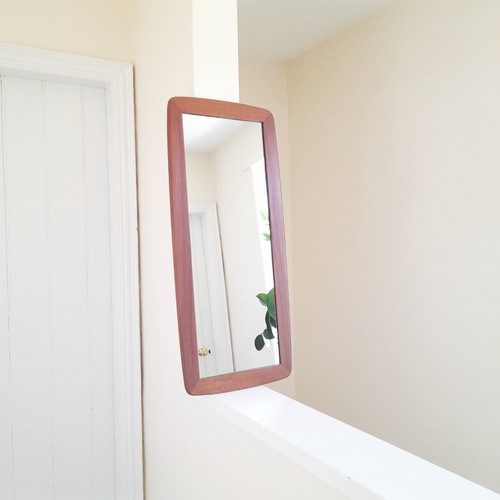 70s mcm teak wall mirror - mcm,