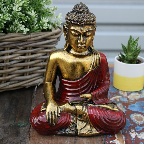 Large red gold buddha statue - gold,