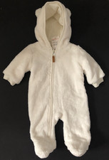 Baby Unisex Cream fluffy Snowsuit Pramsuit  0/3 Months