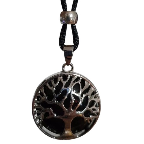 Black obsidian necklace tree - obsidian,