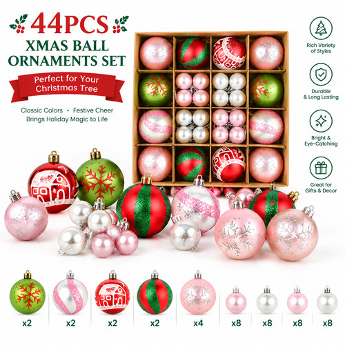 44pcs christmas baubles set - christmas,