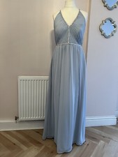 Jenny Packham Crystal Sparkle Pale Blue Mist Long Dress Chiffon Size 10/12 New