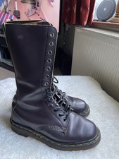 Doc Martens Rare Made In England Dark Purple Leather 14 Hole 1914 Boots Uk4/37