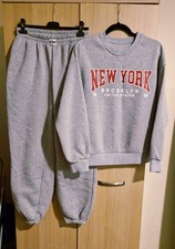 Women's Grey Fleecy Tracksuit Set Size 12/14 Brand New