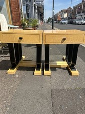 Pair Of Vintage Italian Bedside Tables Cabinets Deco Style Maple 1980s Mcm