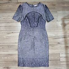 Matthew Williamson Purple Black Textured Panel Fitted Pencil Dress Pockets • 8