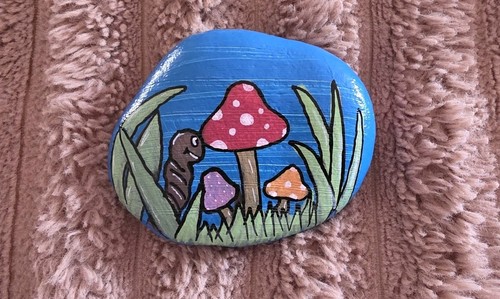 Hand painted blue stone - hand-painted, rock
