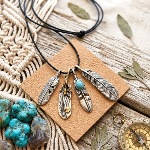 2pcs niche feather necklace - 2pcs,