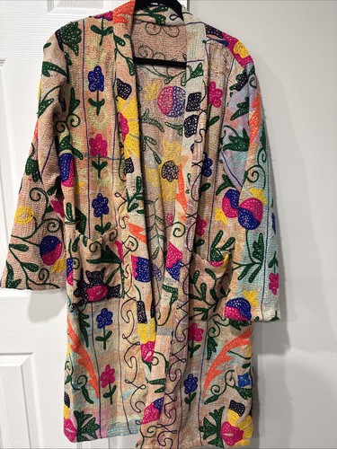 Kantha trench coat - trench, handmade
