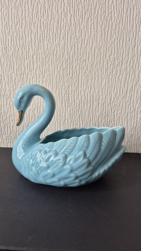 Big swan planter with gold - planter,