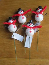 4 X Christmas Snowman Pick