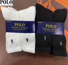 Men's Ralph Lauren Socks: 6 Packs Polo UK 6-12 Black & White Sleek Set