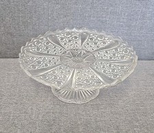 Vintage Antique Art Deco Glass Cake Stand 9" Diameter