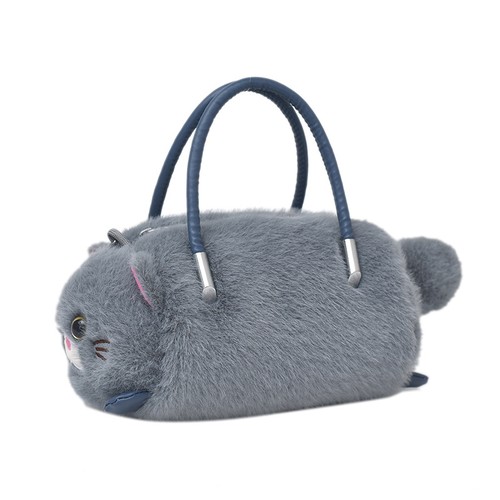Plush handbag cat bucket - handbag, bag