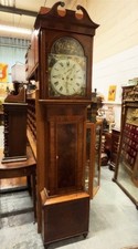 Scottish Mahogany Longcase Clock, Painted Face With Cotters Saturday Night Theme